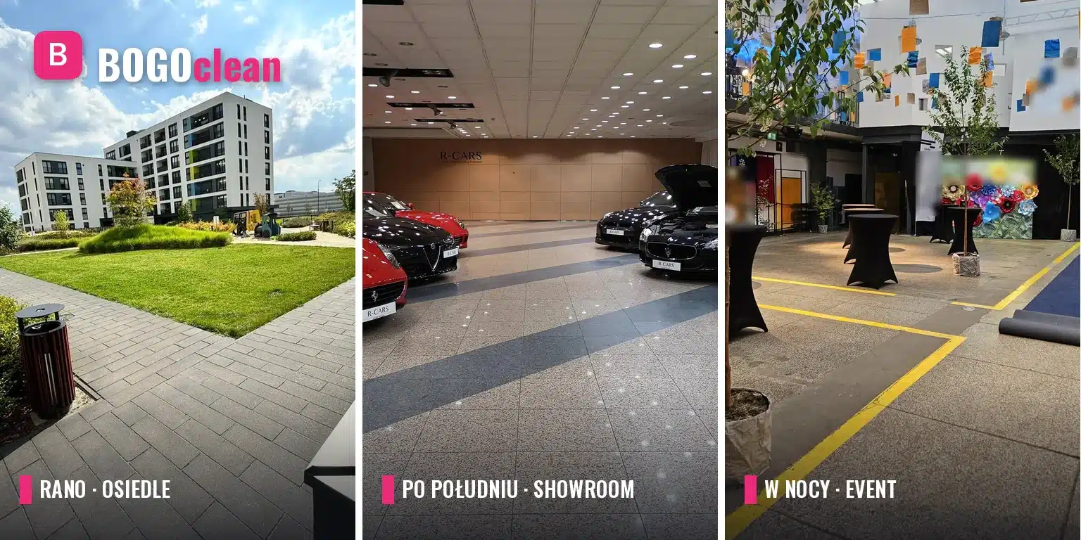 Zespół BOGOclean na trzech obiektach jednego dnia: osiedle, showroom, event